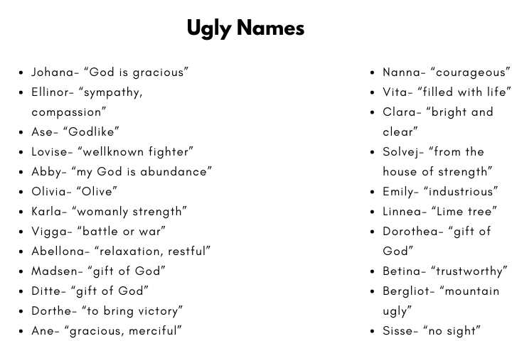 Ugliest Names: A List of the Most Unattractive Names